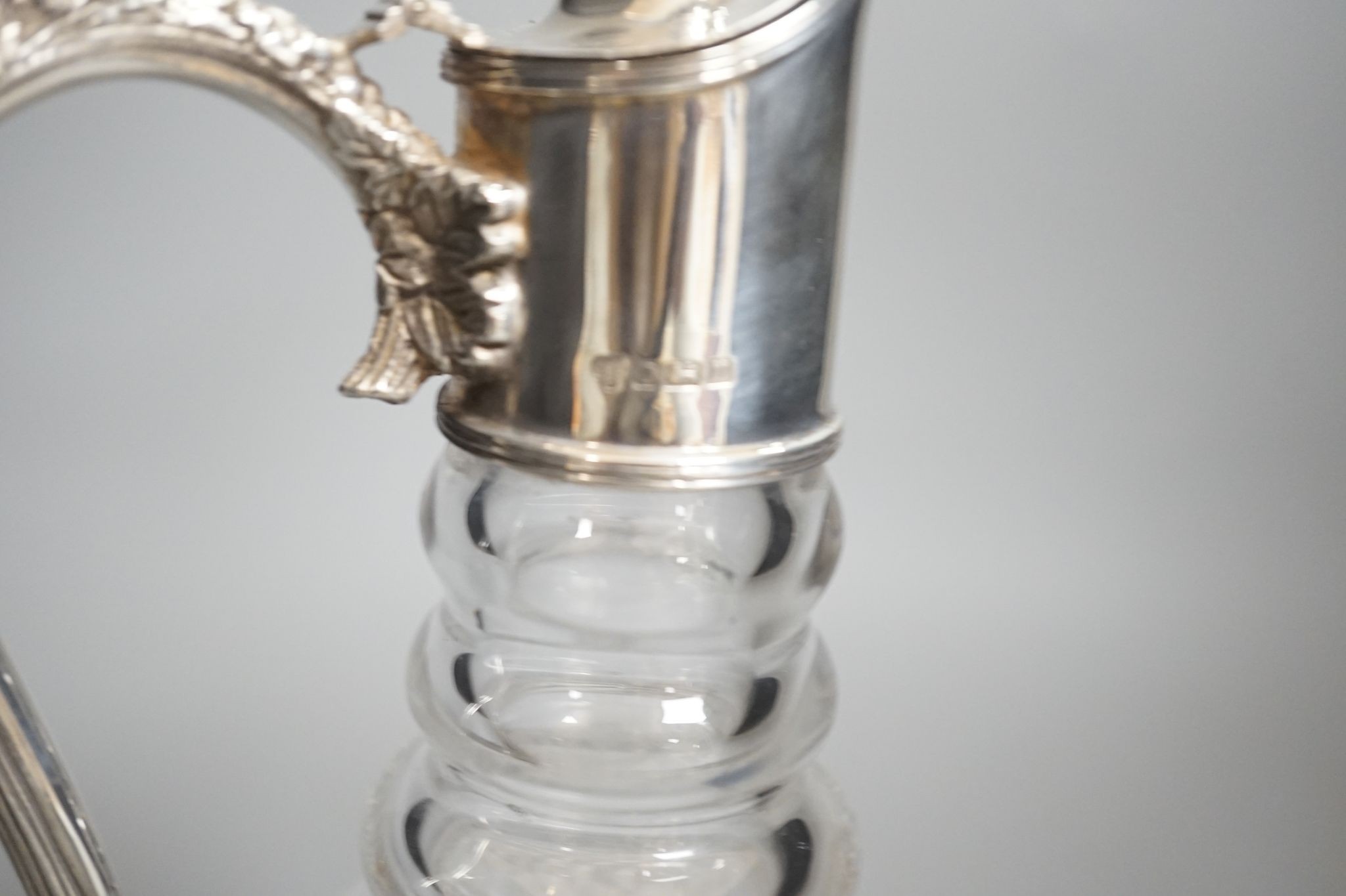 A modern silver mounted cut glass claret jug, C.J. Vander Ltd, Sheffield, 1995, height 27.6cm.